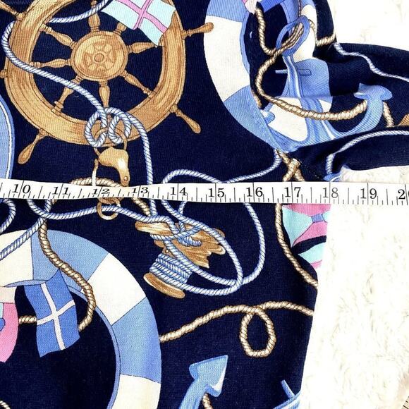 Talbots Navy Nautical Status Print Crewneck Long Sleeve Classic Preppy Sweater S - Picture 7 of 7